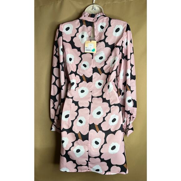 Smak Parlour Pink Black Florals Girl Talk Sheath Dress S NWT - Picture 4 of 9